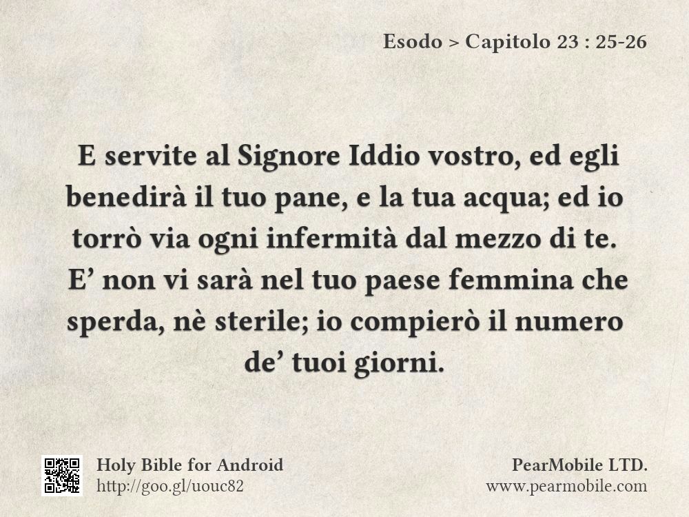Esodo, Capitolo 23:25-26